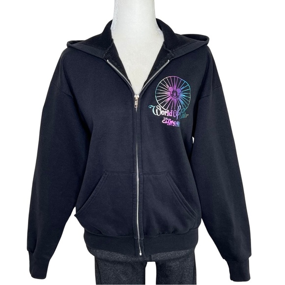 Disney Parks Hoodie DCA World of Color Zip Up Hooded Sweatshirt Black Junior XL - Picture 10 of 14